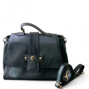 🖤 Bolso Satchel CI con Contraste de Texturas | Estilo Ejecutivo y Versátil