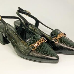 Slingback Negro con Herraje de Lujo