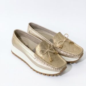 Mocasín Náutico Dorado con Moño