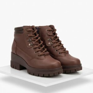 Bota Estilo Track con Plataforma y Detalles Metálicos