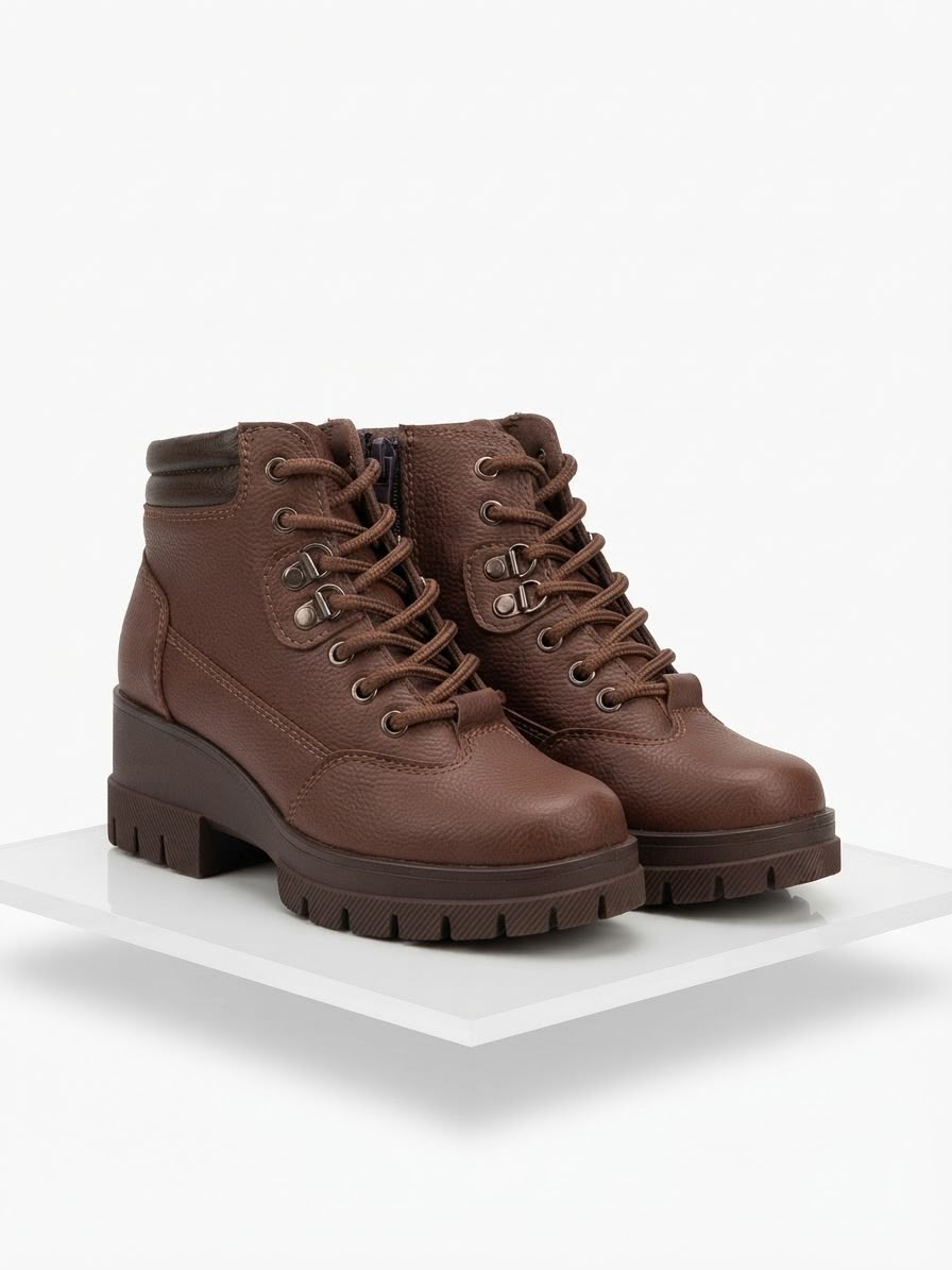 Bota Estilo Track con Plataforma y Detalles Metálicos
